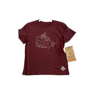 Hudson Bay Kids Short Sleeve T-Shirt Canada Map Are We There Yet? Wine Size 5/6